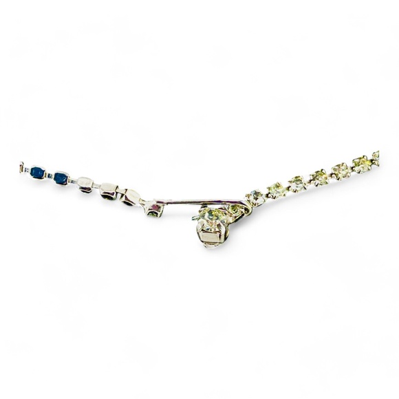 Wiesner Signed Tennis Necklace Rhinestone Crystal 15" Silver Tone MCM VTG RARE - Picture 15 of 16